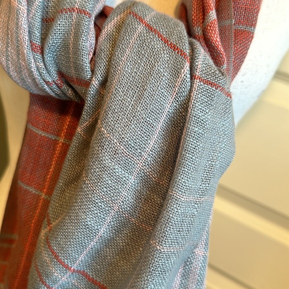 J.Jill Cotton Scarf Wrap Stripes India Pink Blue Coral - Picture 5 of 5